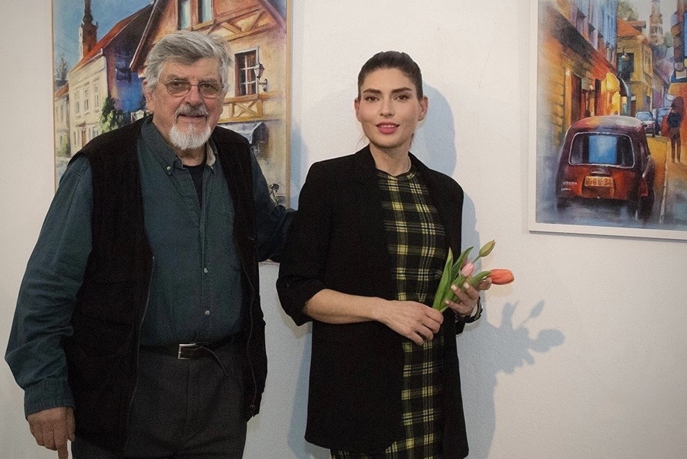 Slobodan “Boba” Bibić and Jelena Bibić at an exhibition of Jelena’s paintings of Zemun